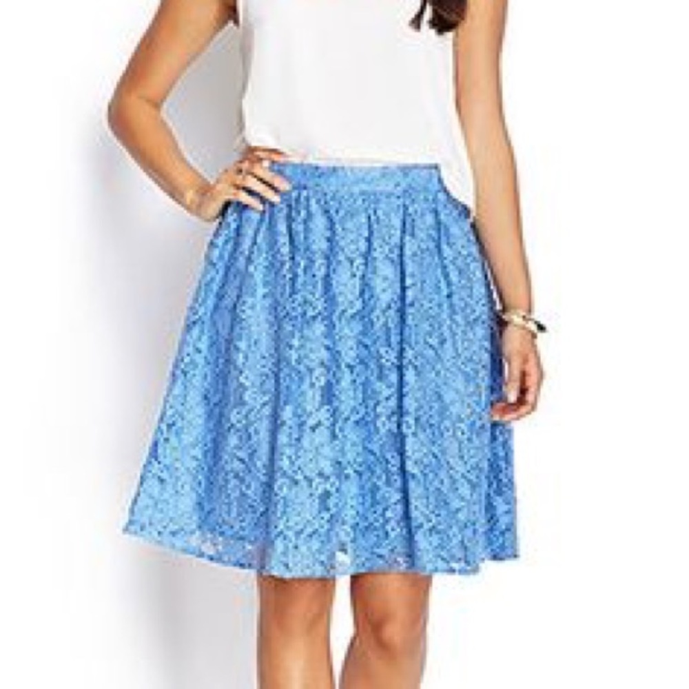 Forever21 blue lace high waisted skirt